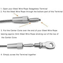 2Pcs Marine Grade 316 Stainless Steel Swageless Eye Terminal Wire Cable Rop