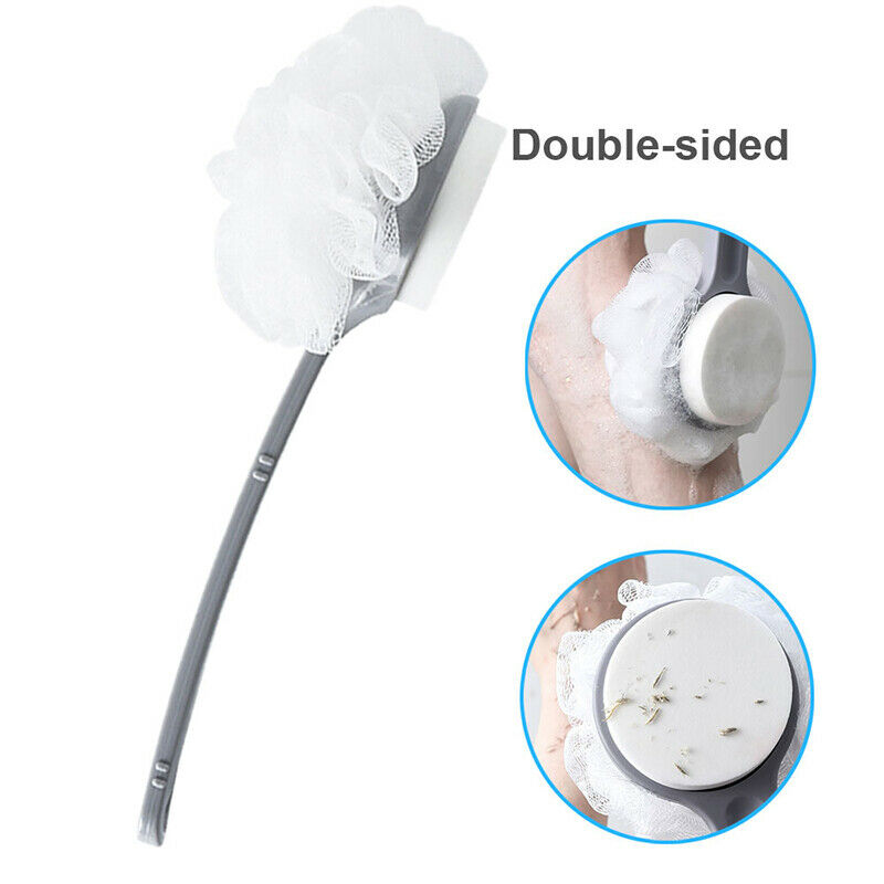 Sided Long Handle Body Shower Back Brush Skin Massage Scrubber Bath Sponge T Hn