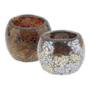 2x Handmade Mosaic Glass Votive Tealight Candle Holder Candlestick