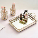 Crystal Makeup Brush Holder Pencil Collection Organizer Household golden L