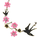 Swallow Flowers Crystal Pendant Chain Fashion Elegant Gorgeous Necklace
