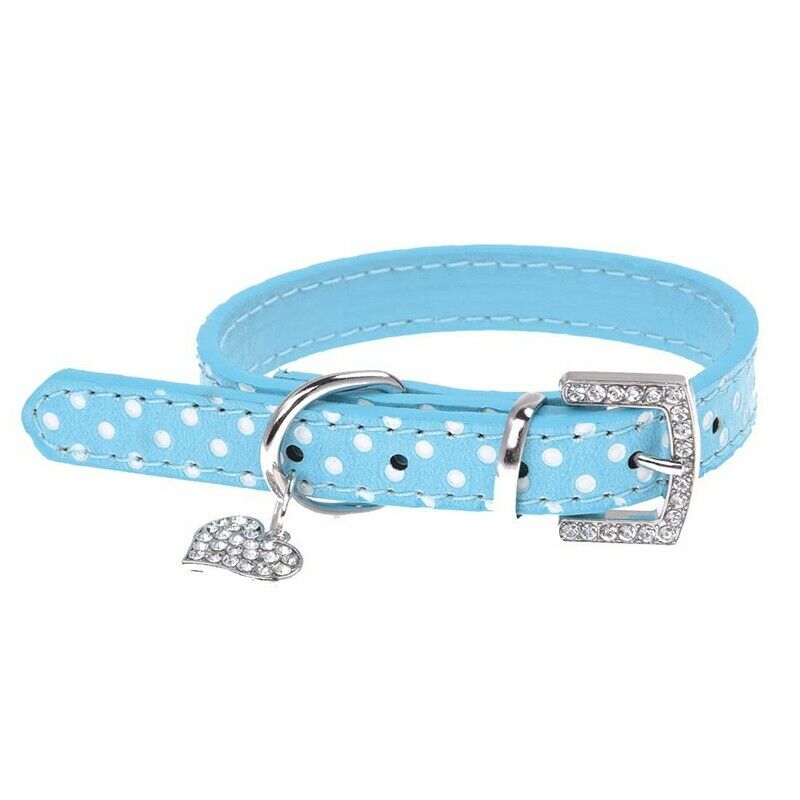 Blue PU Leather Dog Cats Pets Puppy Neck Safety Collars xS
