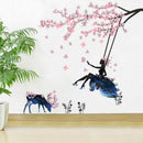 Fairy Pink Flower Tree Branch Vinyl Wall Stickers Kids Decals Nursery Decor Y7Q8