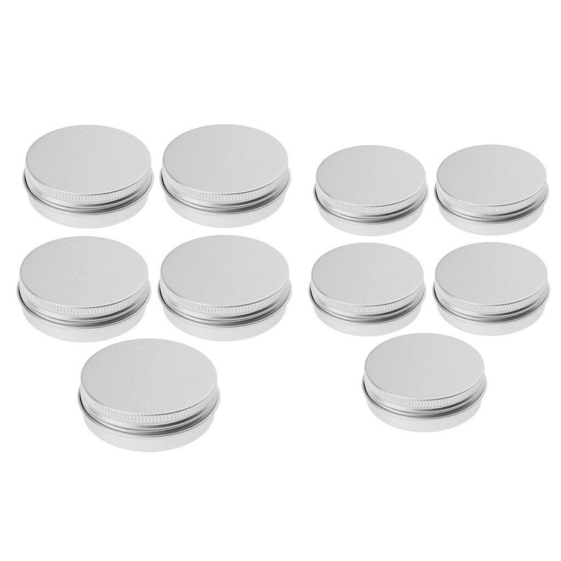 10pcs 5/15ml Empty Aluminium Cosmetic Pot Jar Tin Container Box w/Screw Lids