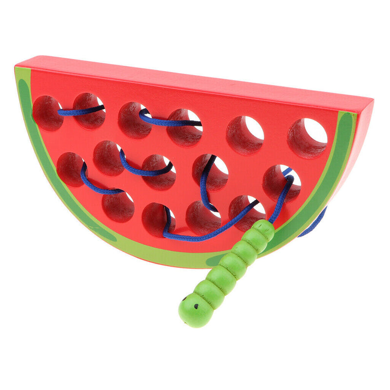 Montessori Wooden Toys Toddlers Travel Lacing Games - Watermelon Fruit , Kids