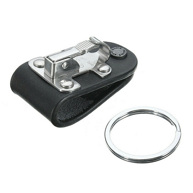 Leather Detachable Belt Buckle Clip Chain Keychain Key Ring Holder Stainless US.