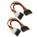 2Pack 15pin SATA Male To 4pin /15pin Female Power Y Cable For IDE Hard Drive