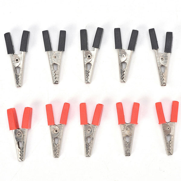 10x Alligator Clip Terminal Test Electrical Battery Crocodile Clamp Red Black JR