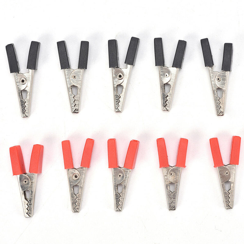10x Alligator Clip Terminal Test Electrical Battery Crocodile Clamp Red Black JR