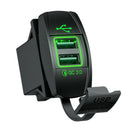 Dual QC3.0 USB Car Charger with Dust Cover for Car Boat Motorcycle (Green) A