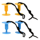 2 Pieces Plastic Bodyboard Surfboard Leash Plugs with Cords Strings Blue