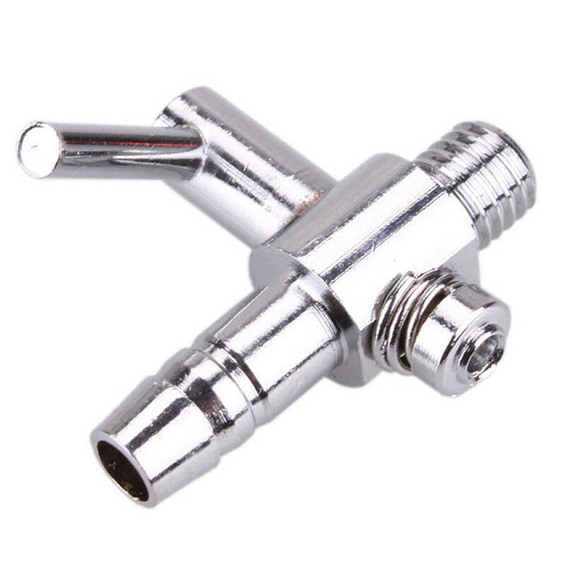 2pcs Chrome Air Line Stainless Steel Valve Air Tap Aquarium Control