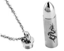China Bullet Memorial Cremation Ash Urn Stainless Steel Pendant Chain Necklace3C