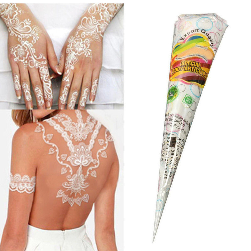 Natural Herbal Henna Cones Temporary Tattoo kit White Art Paint Mehandi-I.AU