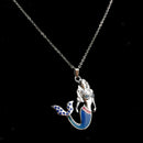 Blue Crystal Mermaid Mood Necklace Color Change Pendant Liquid Thermo