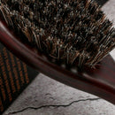 Black Natural Soft Goat Bristle Hair Sweeping Brush Beard Comb Oval Wood Ha