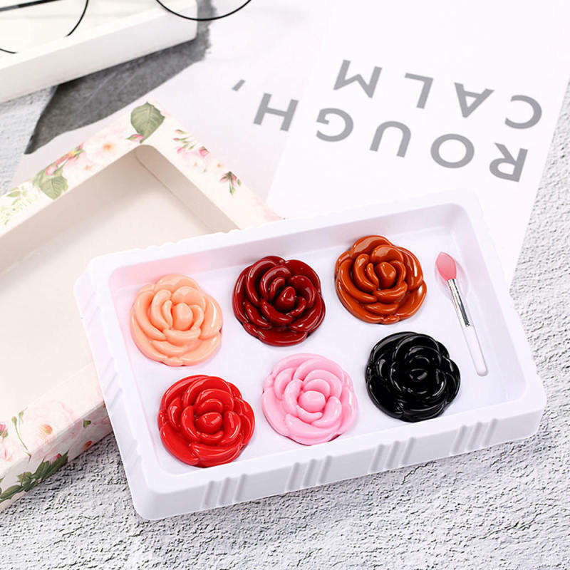Cute Rose Petal Women Lip Gloss Lip Makeup 6 Colors/Set Gift Beauty