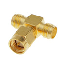 Universal 3 Way Coaxial Adapter Connector SMA Male To Dual RF SMA Female