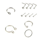 12Pcs Crystal Surgical Steel Screw Nose Studs Ring Hoop Body Piercing Jewelry-OZ