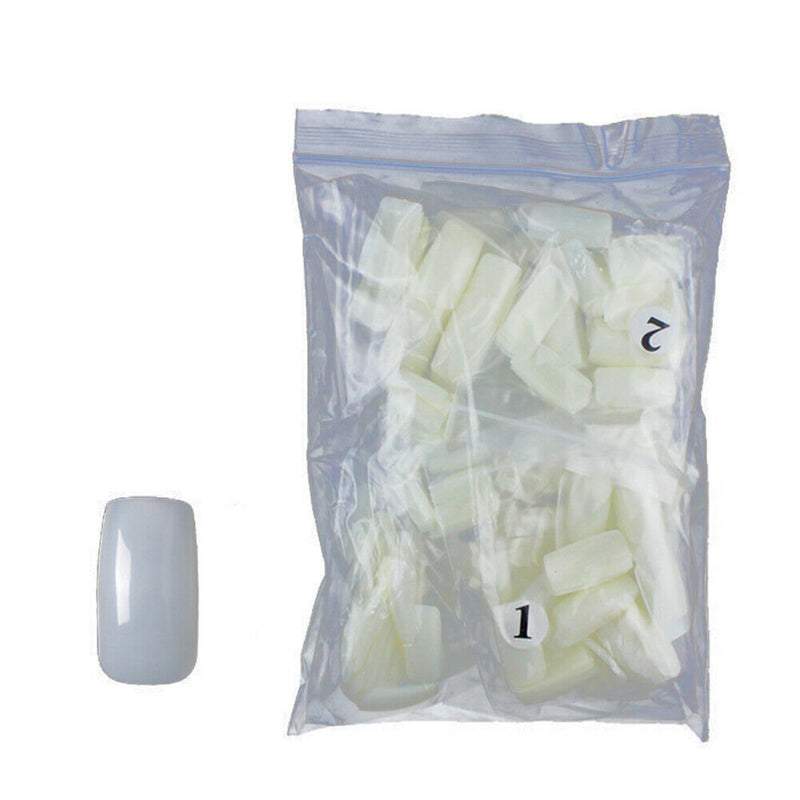 500pcs/bag Natural Flat Shape False Nail Art Tips UV Gel Manicure Tools (1) A