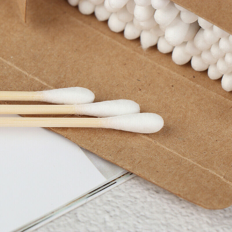 100x Double Head Bamboo Cotton Swab Makeup Buds Wood Sticks Nose Ears Cleanin Hn