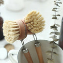 1PC Wooden Long Handle Pan Pot Brush Dish Bowl Washing Cleaning Brush House V7M4