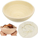 9.8" Round Bread Proofing Basket Bowl Bread Baking Kit with Cloth Liner