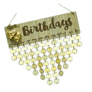 Birthday Board Reminder Plaque with Round Wooden Discs, Metal Ring, Wooden DIY