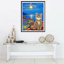 5D DIY Diamond Painting Cat Roof Night Cross Stitch Embroidery Mosaic Kit
