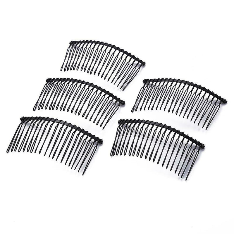5pcs Fork Comb Fine Tooth Wedding Decoration Bride Hair Accessory (Black) A