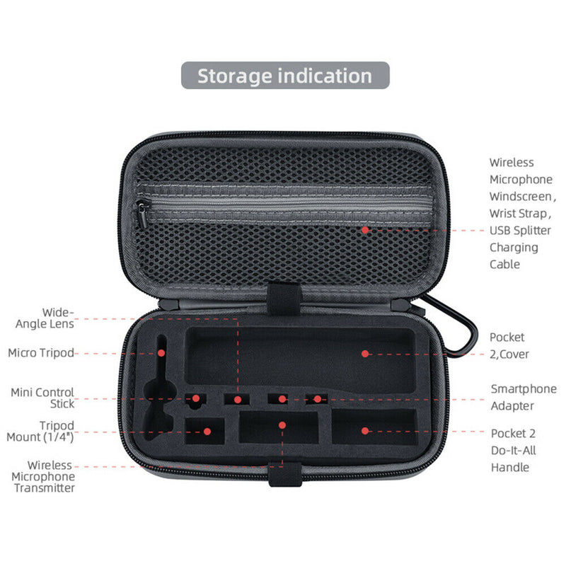 Hard Shell EVA Portable Carrying Case Bag with Carabiner for DJI Pocket 2