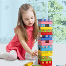 Colored Wooden Tower Stacking Game, Fine Motor Skill Building Blocks with Dice