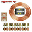 25FT 3/16" Copper Brake Pipe Tube Hose Kits 10mm Fittings Male+Female Nuts J Hn