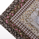 6pcs/set Brown Series Floral Cotton Fabric Patchwork Cloth For Sewing Crafts
