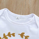 3pcs Baby Girls Clothes Set Romper+Floral Pants+Headdress (Green 6-9M) A