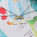 Best Friends Necklace A Pair Enamel Puzzle Rainbow Cloud Pendant Necklace F H4C5