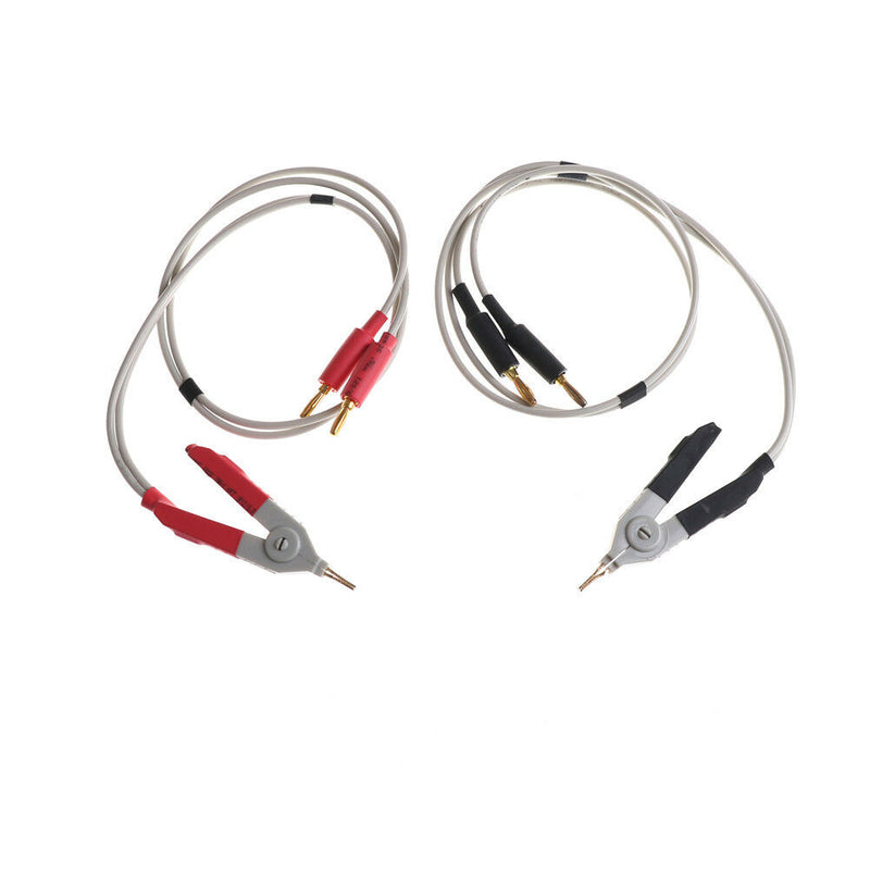 2x LCR Meter Low Resistance Clip Leads Banana Plug For Terminal Kelvin Test 3C
