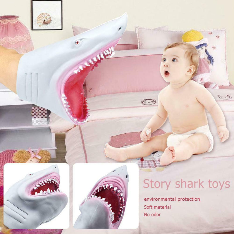 Plastic Shark Hand Puppet for Story TPR Animal Head Gloves Kids Toys Gift