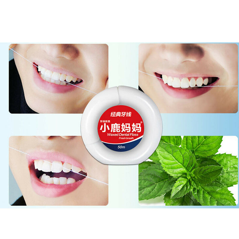 50m Peppermint Micro wax Dental Floss Care Picks Tooth Cleaner Health Supply 3CA