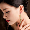National Wind Earrings Retro Art Earrings Bamboo Knot Dongling Jade Earring