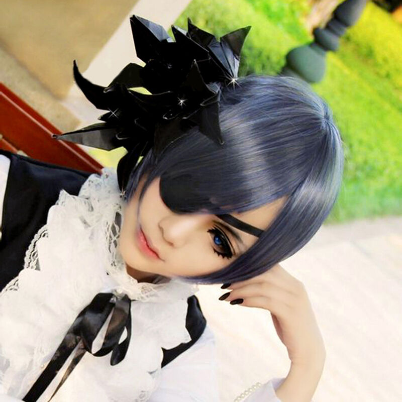 Black Butler Ciel Phantomhive Short Blue Gray Anime Fashion Costume Wig