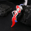 Red Colorful Lady Brooch Enamel Pins Wear Big Hat Party Girl Fashion Jewelr