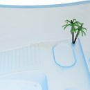 Reptile Tortoise Turtle Vivarium Tank Fish Aquarium with Coconut Tree Blue