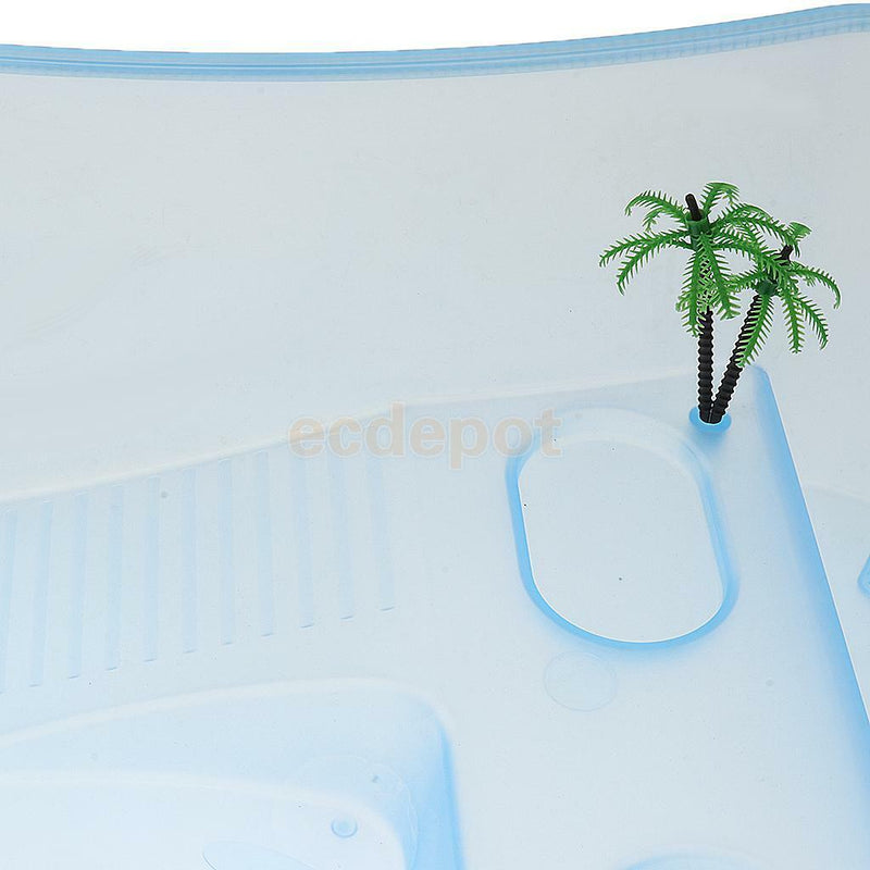 Reptile Tortoise Turtle Vivarium Tank Fish Aquarium with Coconut Tree Blue