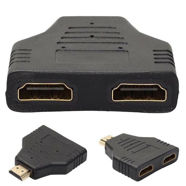 HDMI Male To Dual Female 1 to 2 Way Splitter Adapter For HD TV