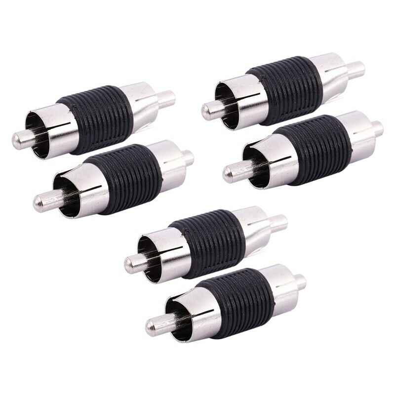 Straight AV RCA Male to Male Connectors Couplers Adapters 6 Pcs W5V6