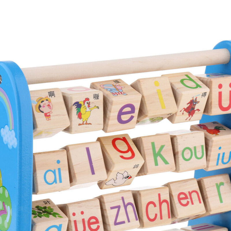Wooden Alphabet and Number Abacus | Colorful Alphabet and Number Tiles | Kids