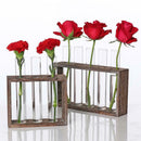 Test Tube Glass Vase Hydroponic Vase Wooden Frame Tabletop Vase Stand 3 Tube