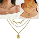 Fashion Women Alloy Portrait Multi layer BabyGirl Lock Gift Pendent Necklac R4Z0