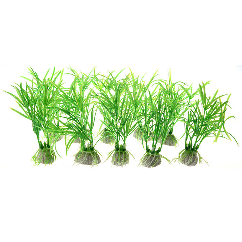 10PCS Plastic Green Aquarium Fish Tank Plant Green W3A2